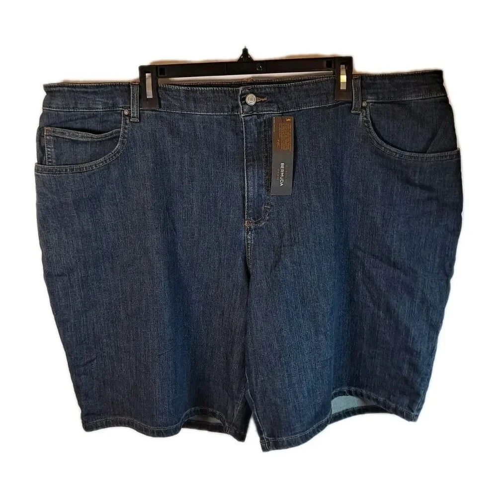 Lee Women's Bermuda Shorts Size 24W Relaxed Fit Mid-rise Lagoon 10
